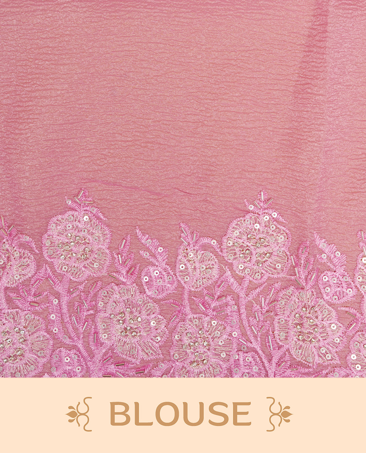 Pastel Pink colour Crush organza saree with Cut Beats & Sequins.