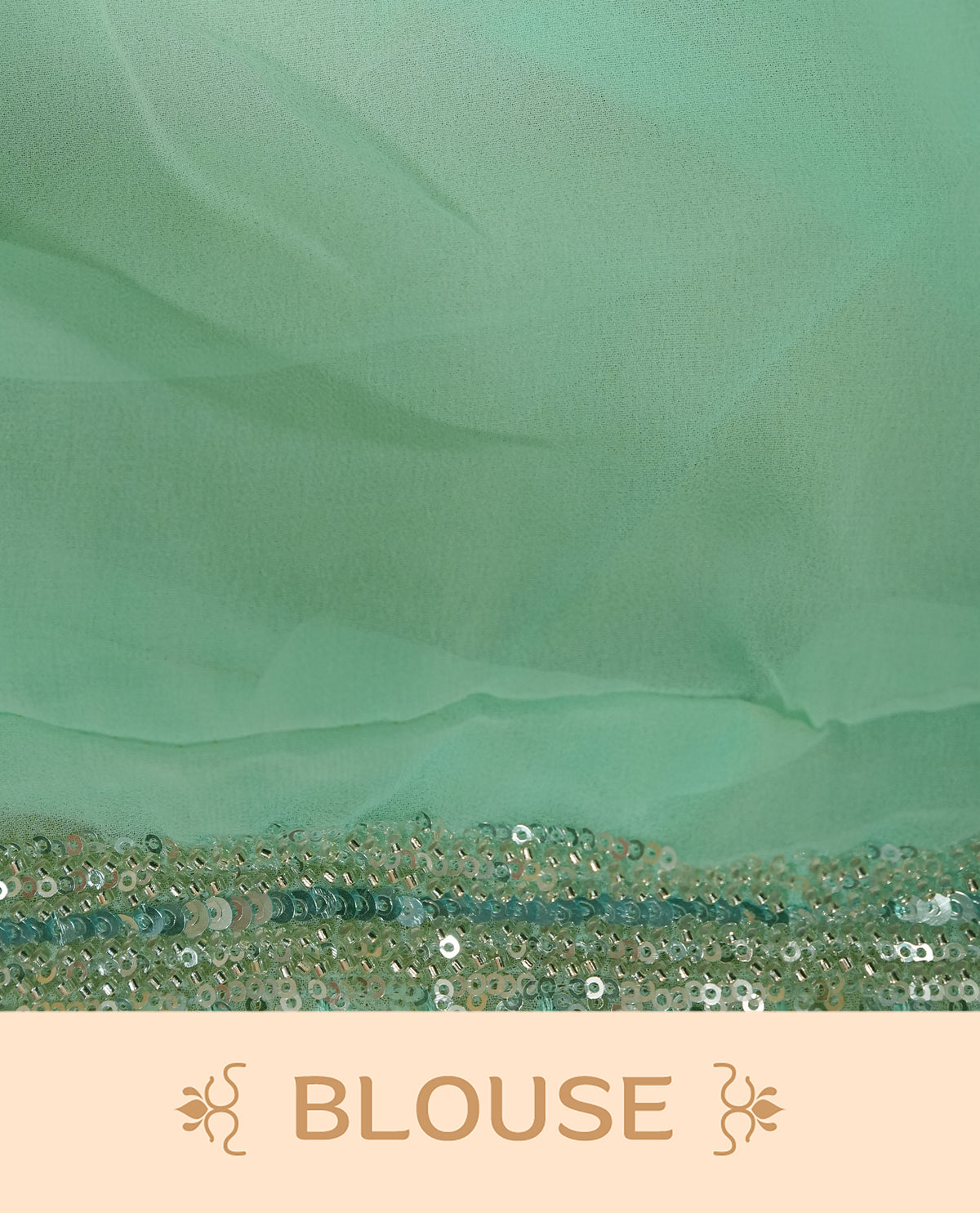 Mint colour Organza saree with Cut Beats & Sequins.