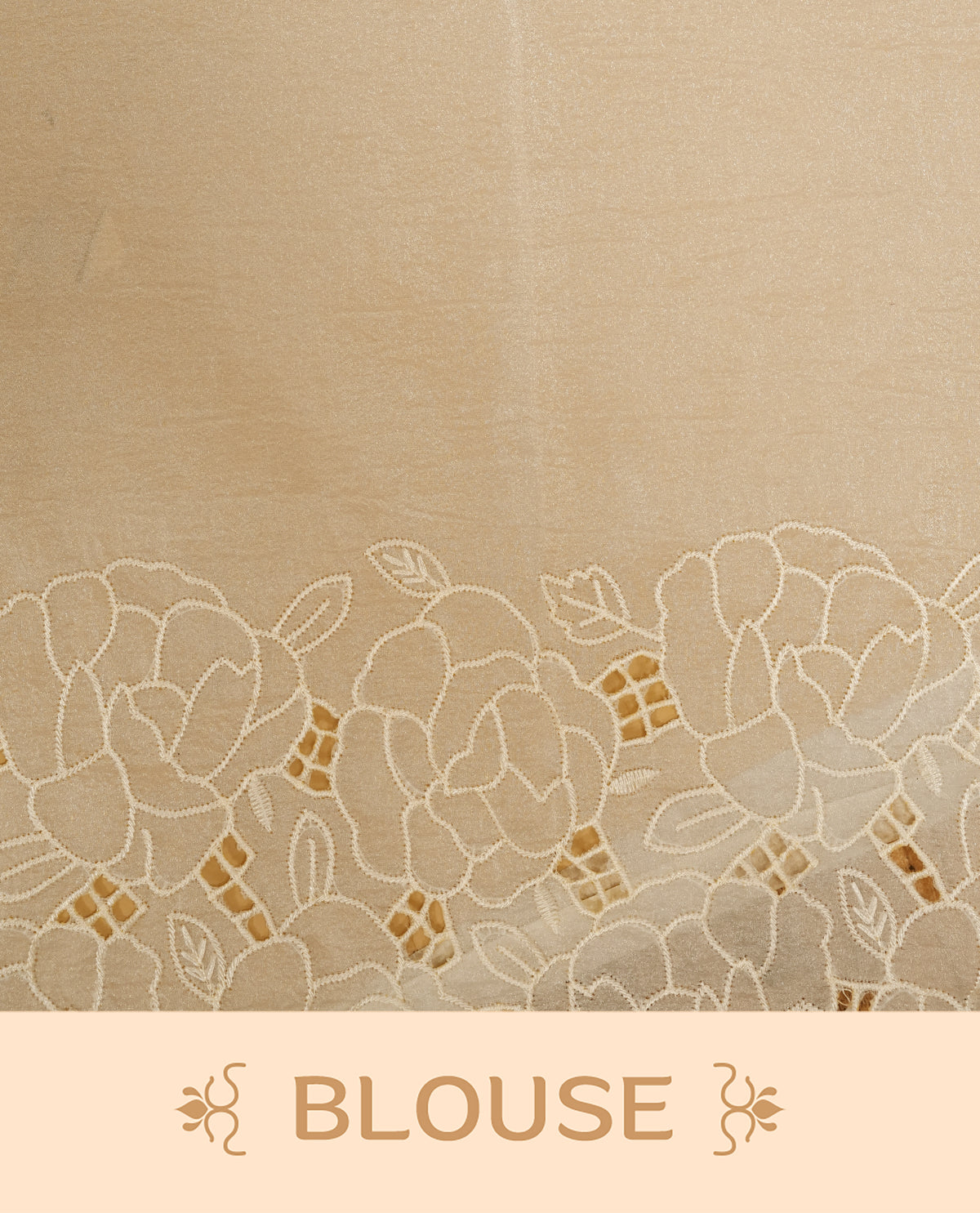 Cream colour Crush organza saree with Thread work.