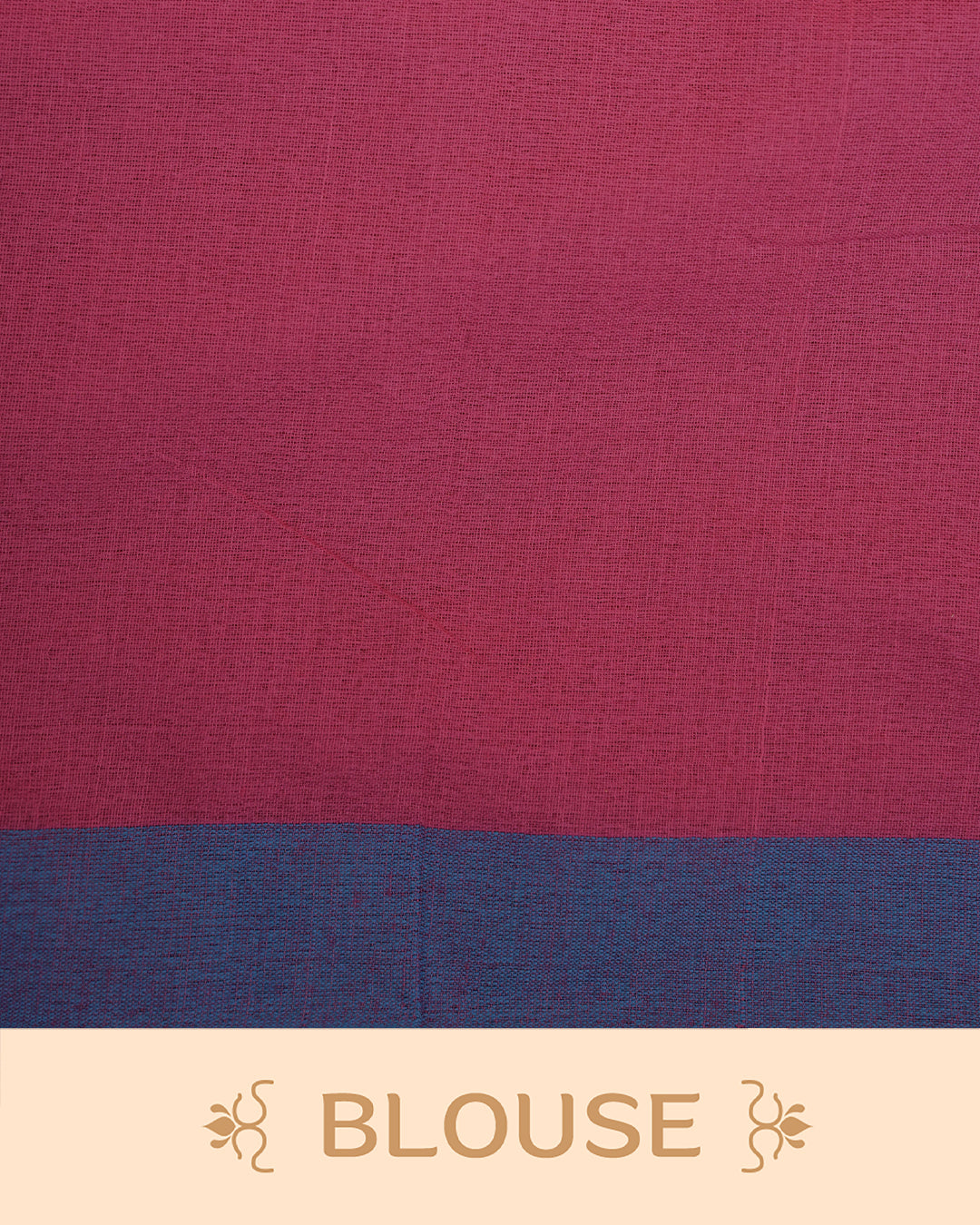 Magenta colour Mul cotton saree featuring Gold Sequins, complemented by Contrast Blue simple Border & tassels.