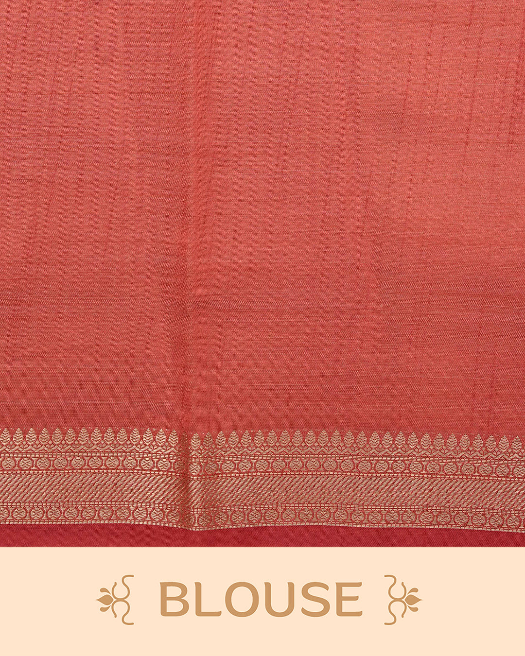 Cream colour Tussar silk saree Featuring Elegant Plain body, complemented by Contrast Red colour with gold zari border, paired with matching blouse piece.