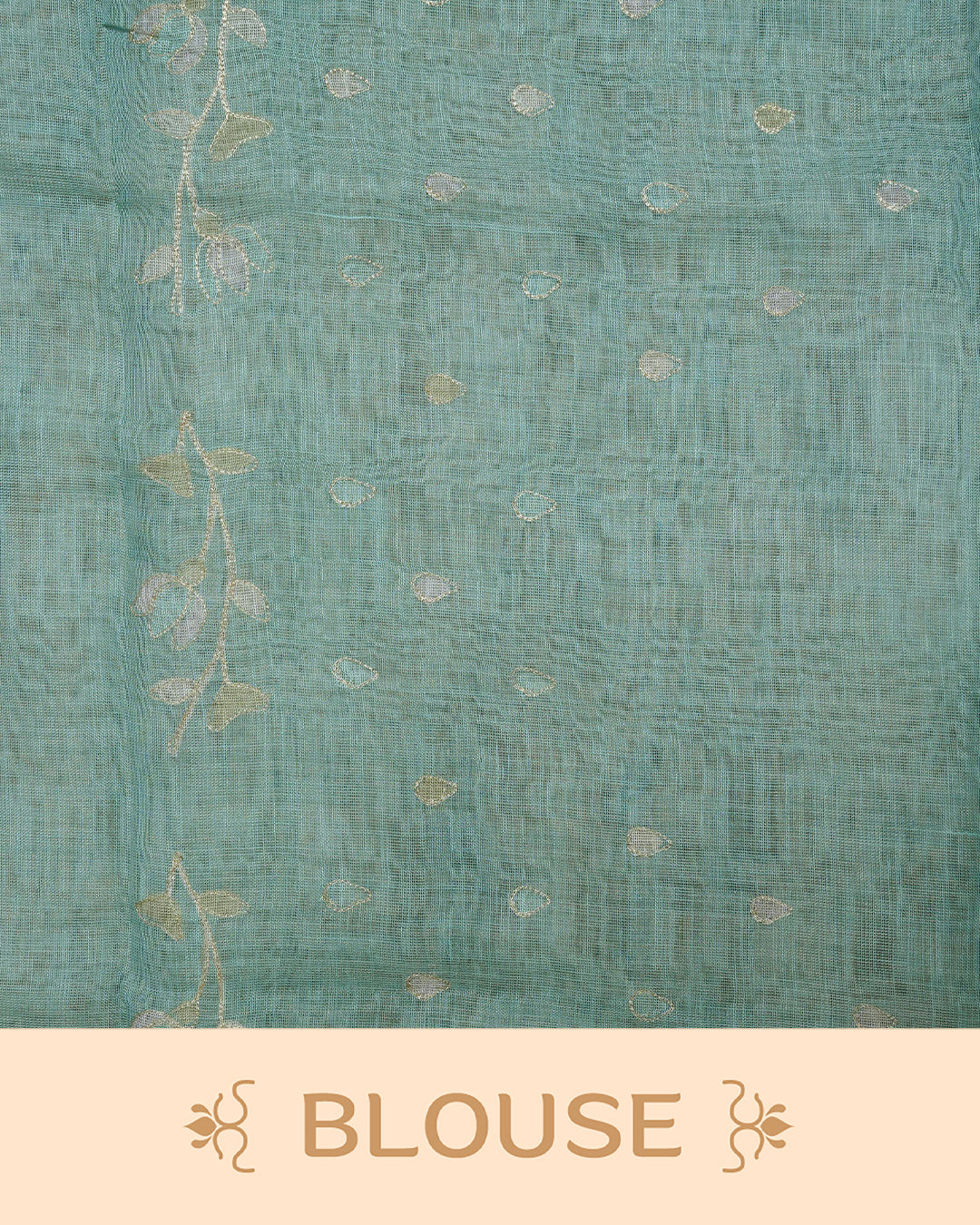 Pastel teal colour linen tissue BKU inspired saree.