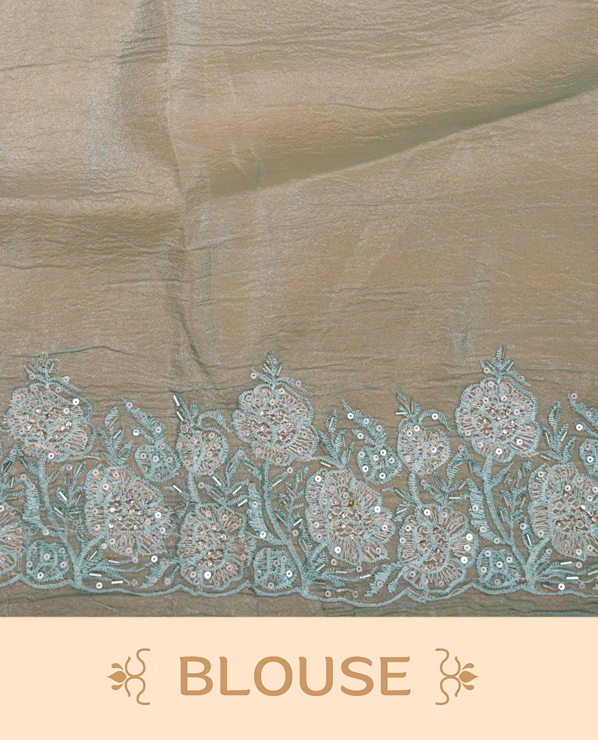 Mint Blue colour Crush organza saree with Cut Beats & Sequins.