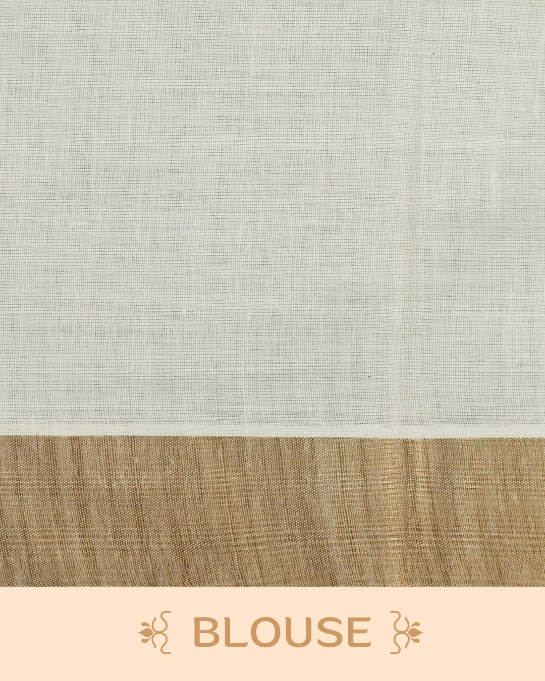 Cream colour Cotton kerala saree featuring Mango Embroidery work on the body, complemented by a gold zari Border, paired with a matching blouse piece.