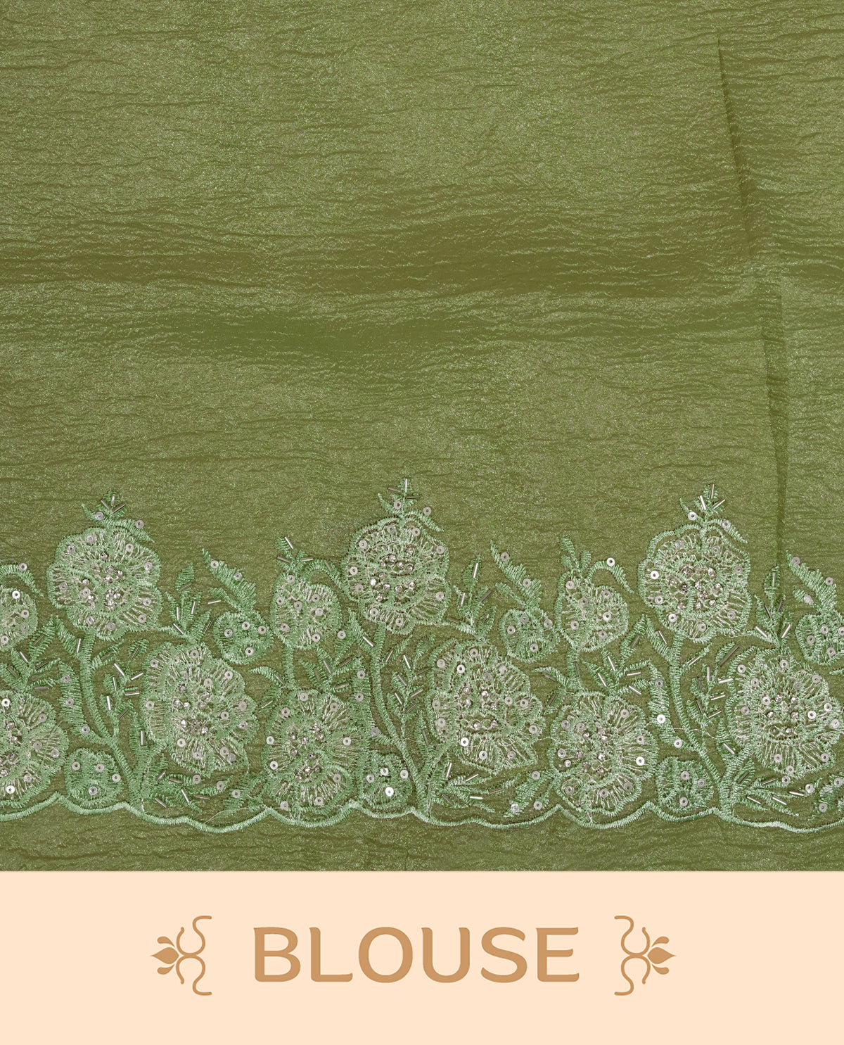 Sage colour Crush organza saree with Cut Beats & Sequins.