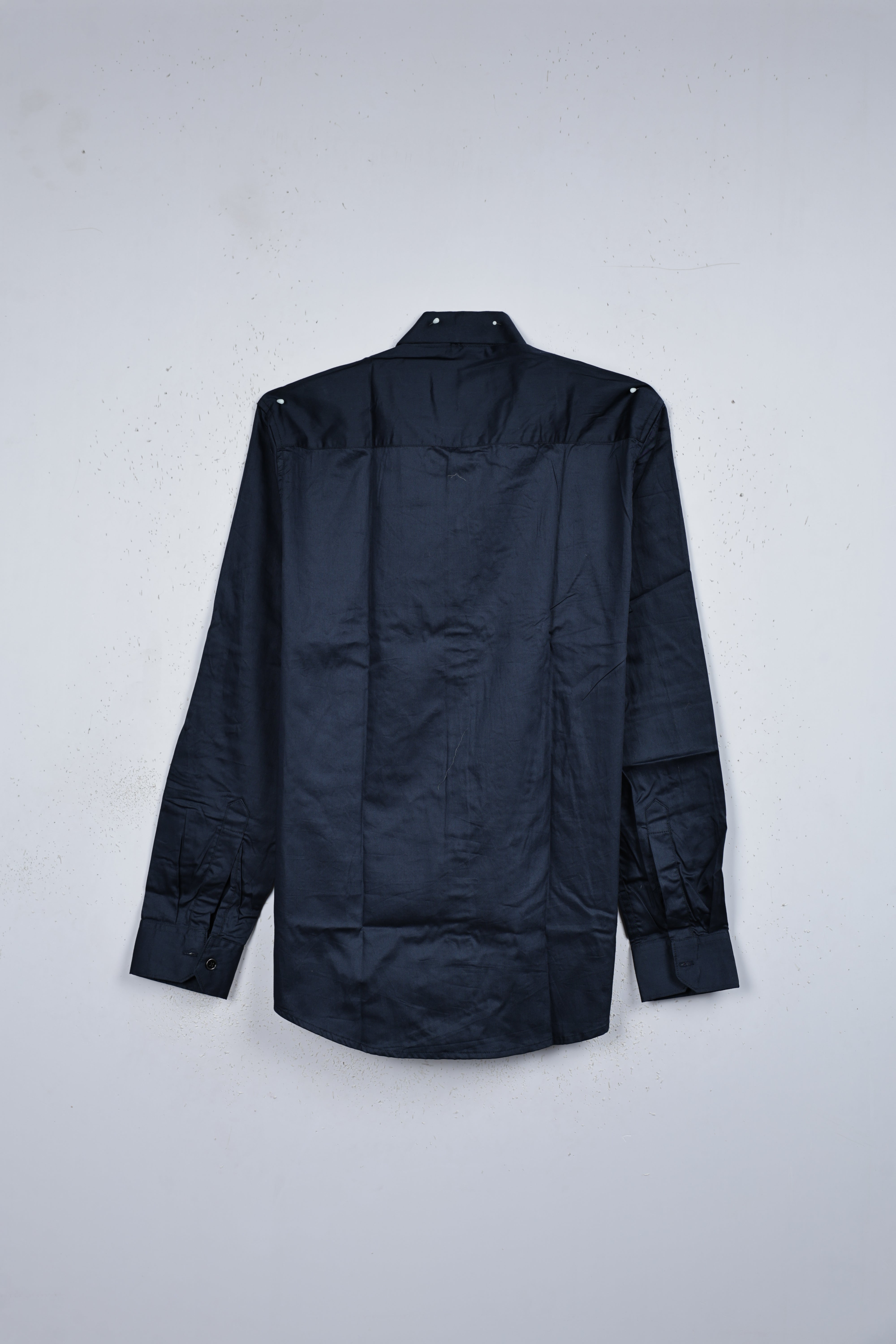 Navy blue colour shirt designed with floral print on body, classic full sleeve.