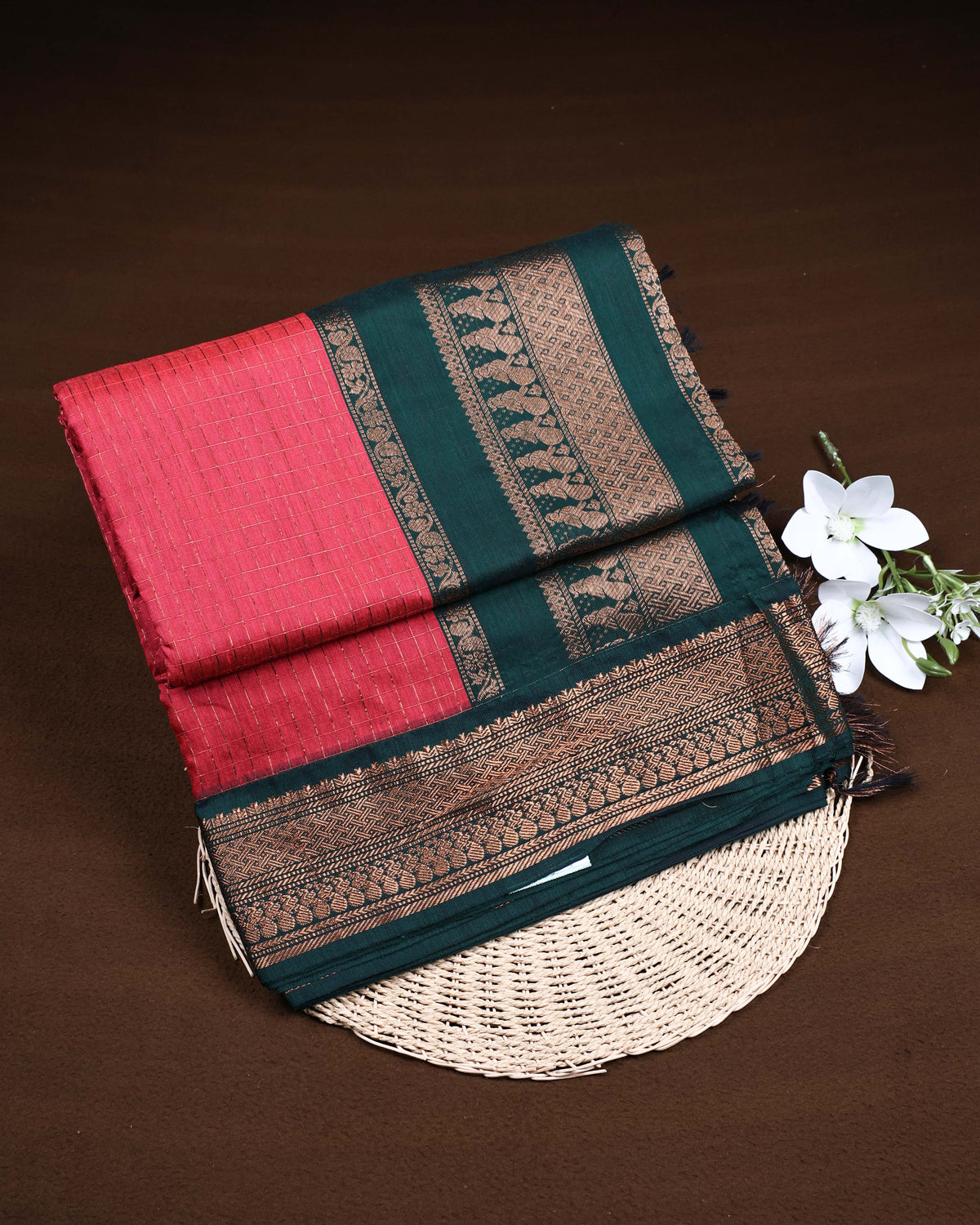 Pinkish peach colour kalyani cotton saree