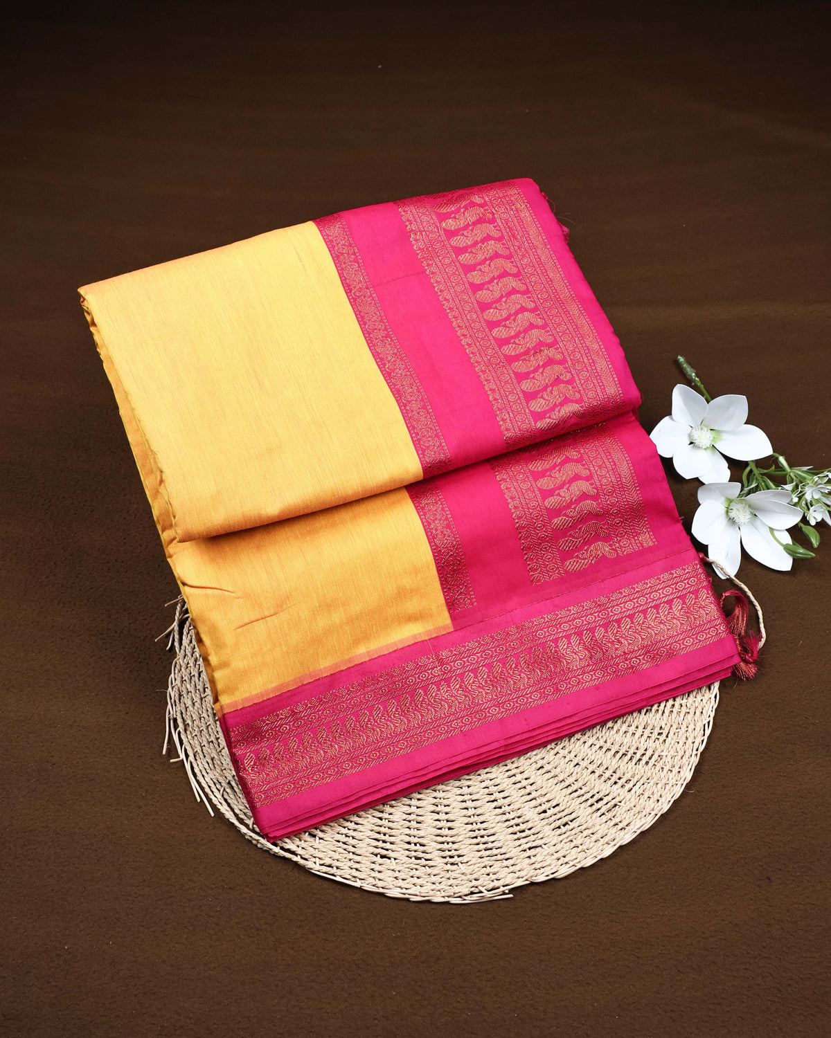 Mustard yellow colour Kalyani Cotton Saree