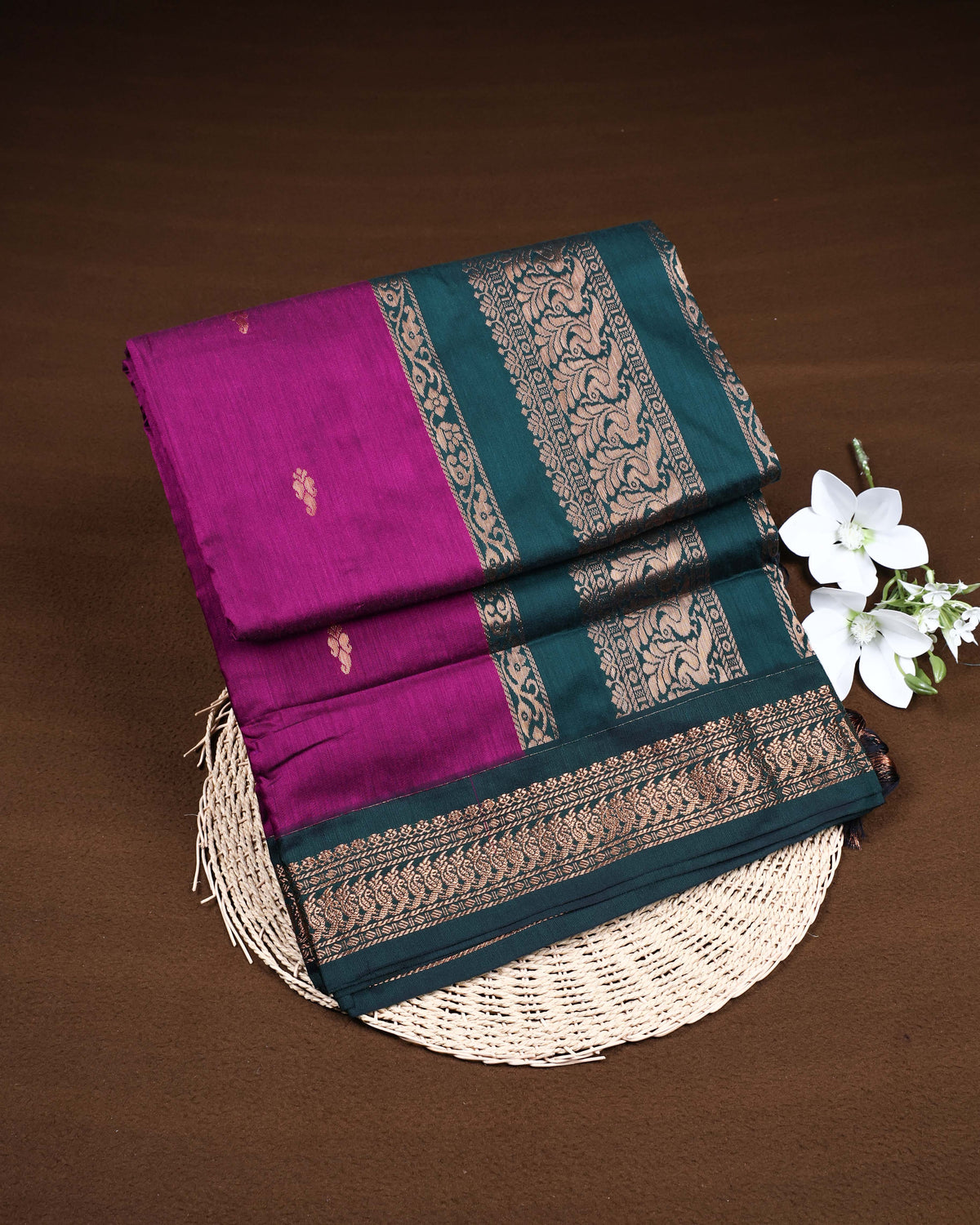 Dark magenta purple colour Kalyani Cotton Saree