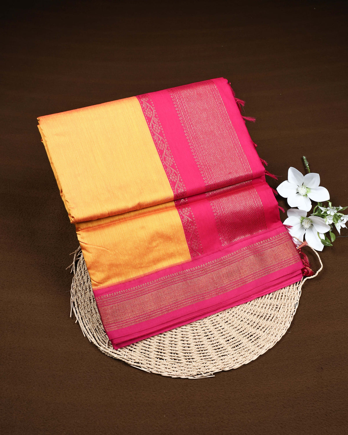 Mustard yellow colour Kalyani Cotton Saree