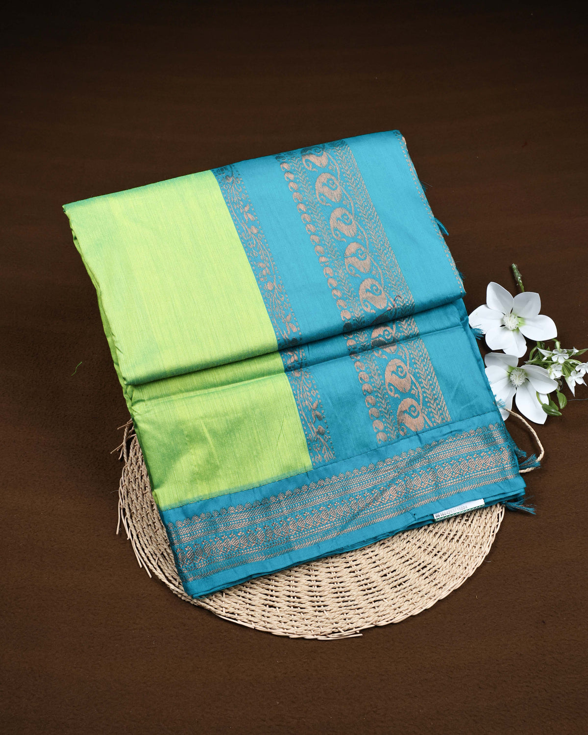 Lime green colour Kalyani Cotton Saree
