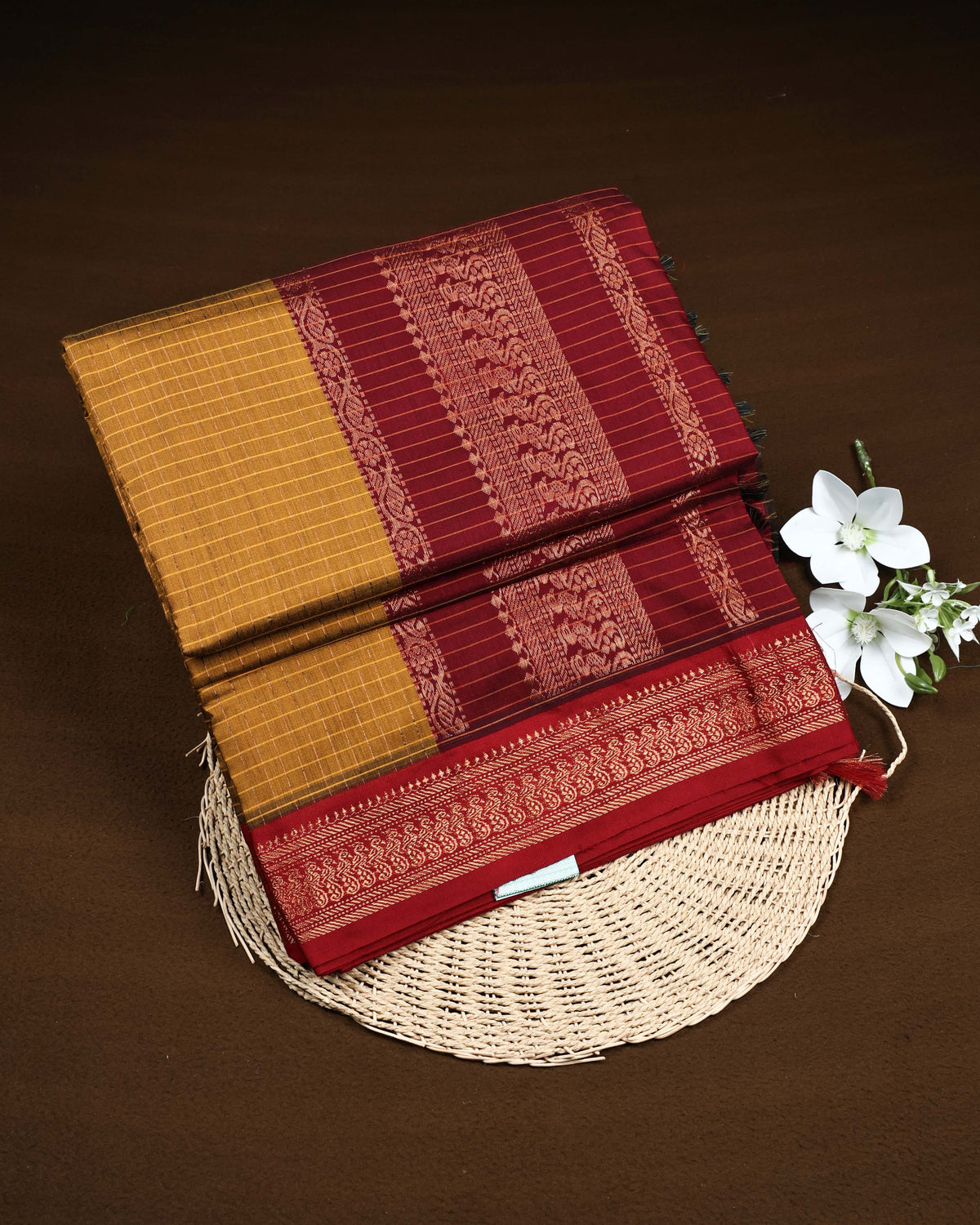 Olive colour Kalyani Cotton Saree