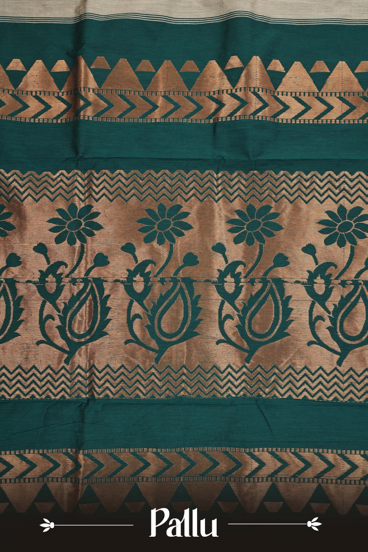 Dark sage colour Kalyani Cotton Saree