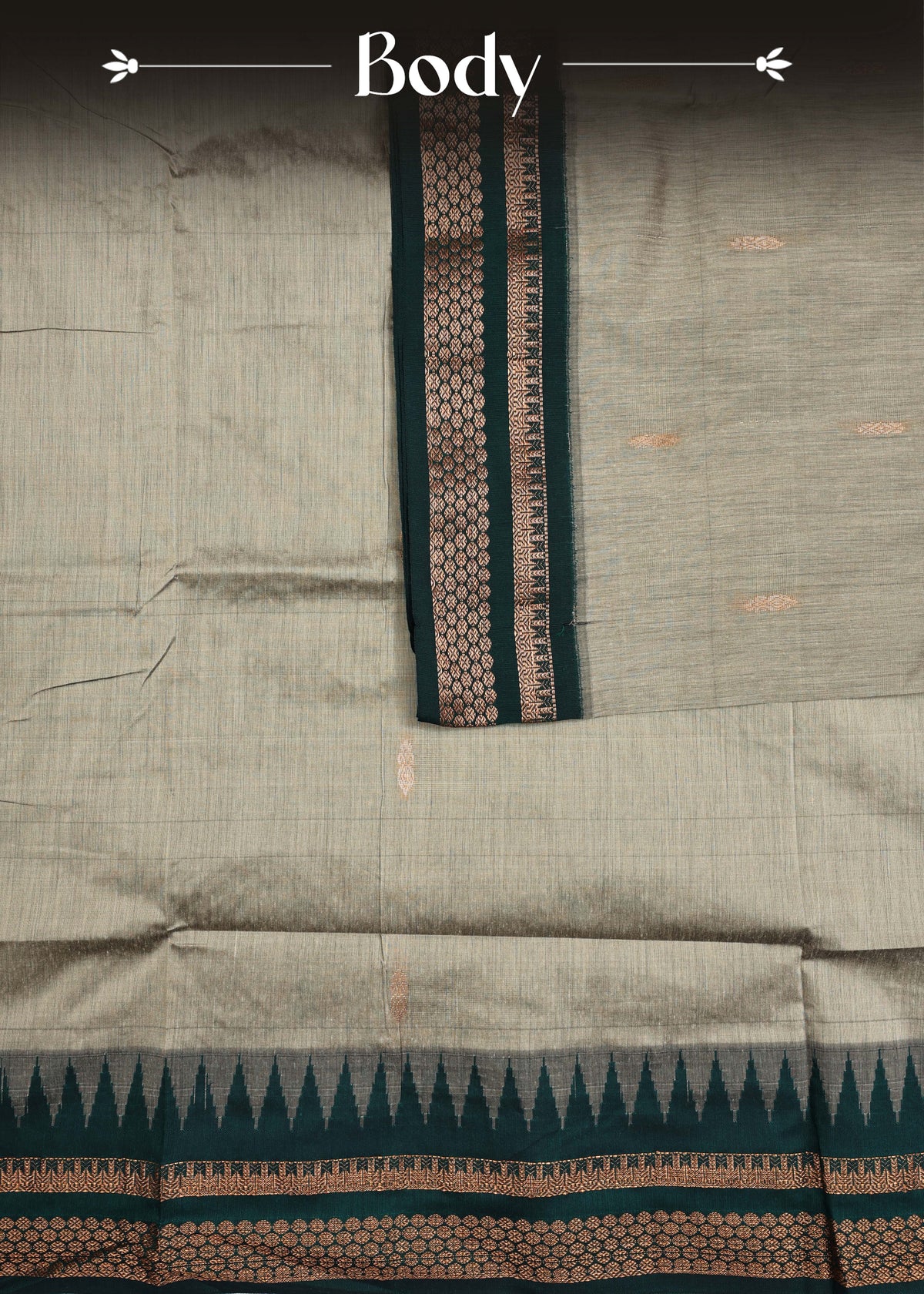 Dark sage colour Kalyani Cotton Saree