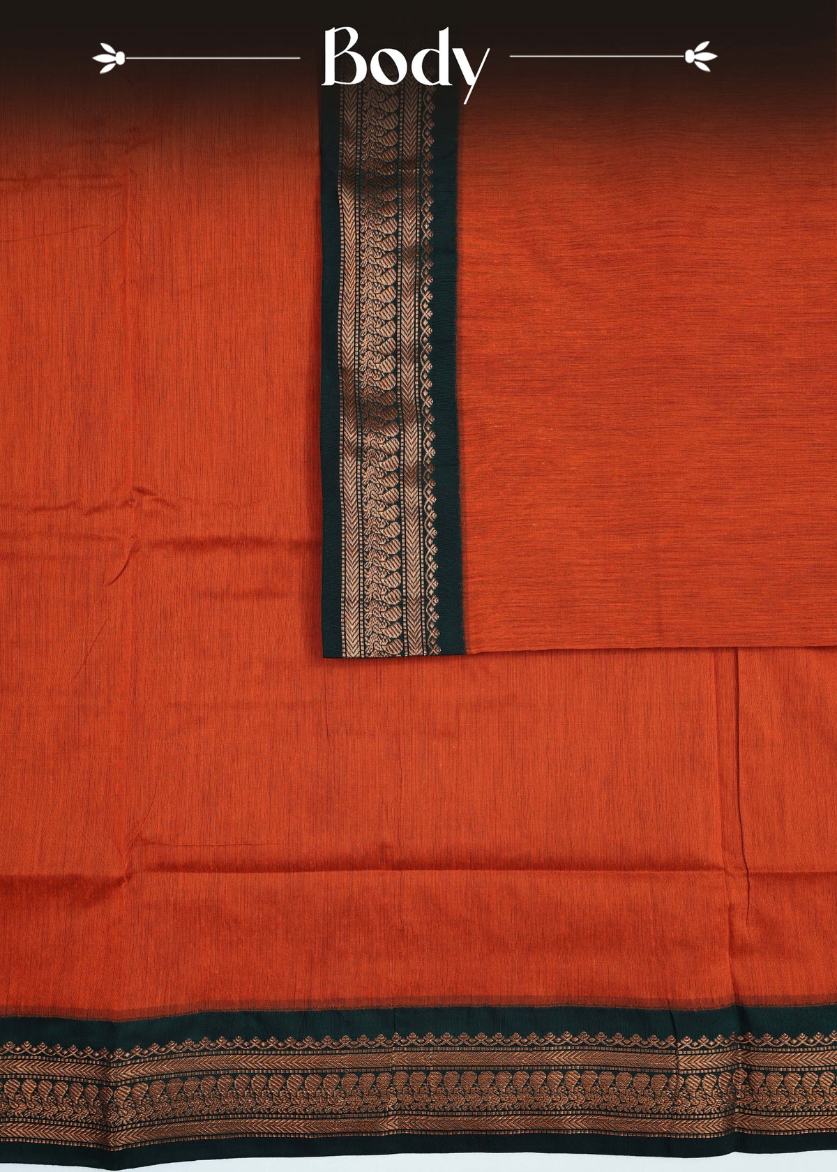 Rust orange colour Kalyani Cotton Saree
