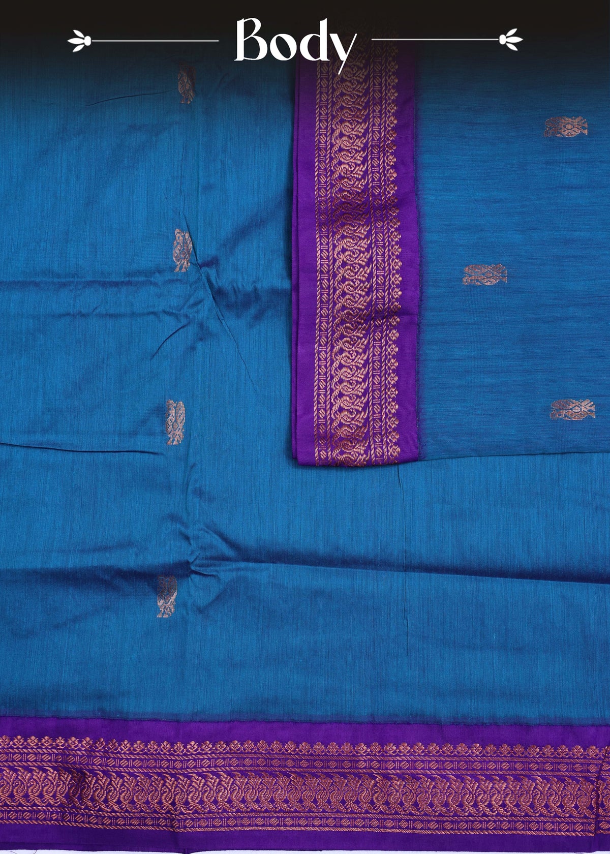 Peacock blue colour Kalyani Cotton Saree