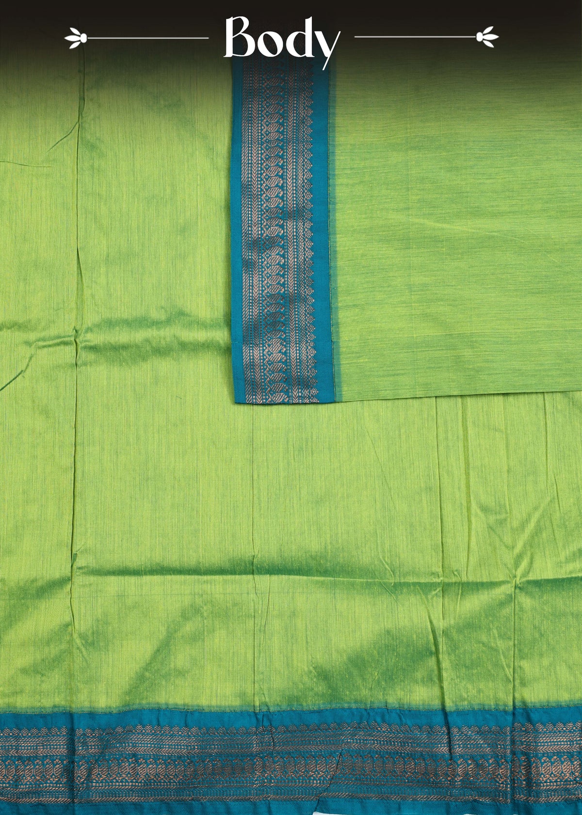 Lime green colour Kalyani Cotton Saree