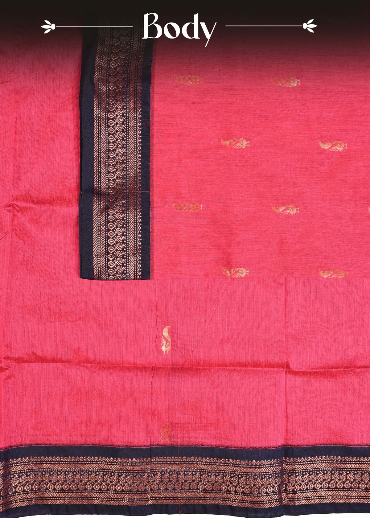 Dark coral pink colour Kalyani Cotton Saree
