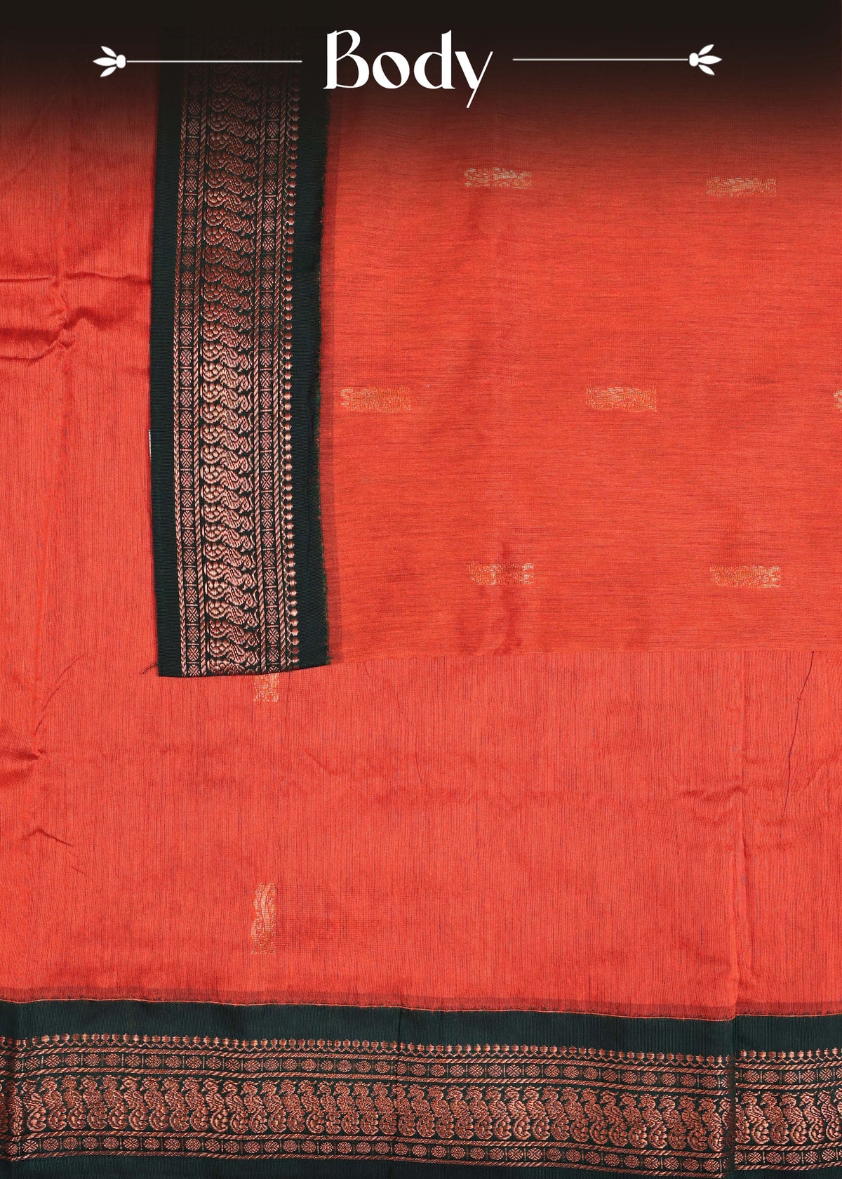 Rust orange colour Kalyani Cotton Saree