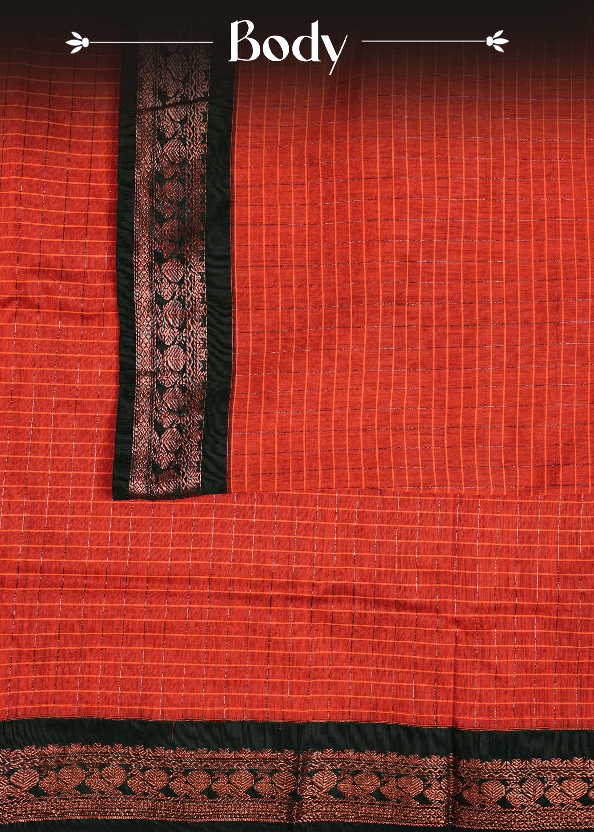Rust orange colour Kalyani Cotton Saree