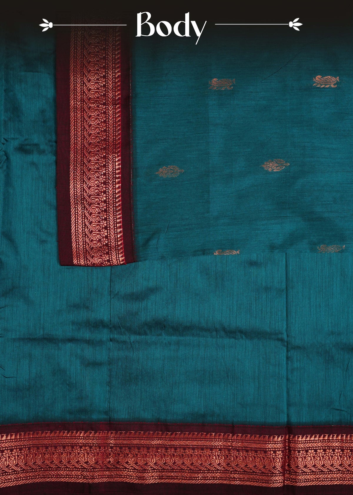 Dark teal colour Kalyani Cotton Saree