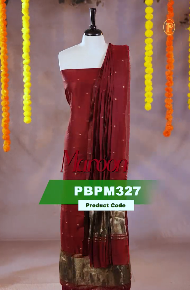 Maroon colour Mul Chanderi Salwar Material Featuring Gold zari buttas on body and Gold zari border, Same mul chanderi Zari buttas Dupatta, comes with santoon bottom.