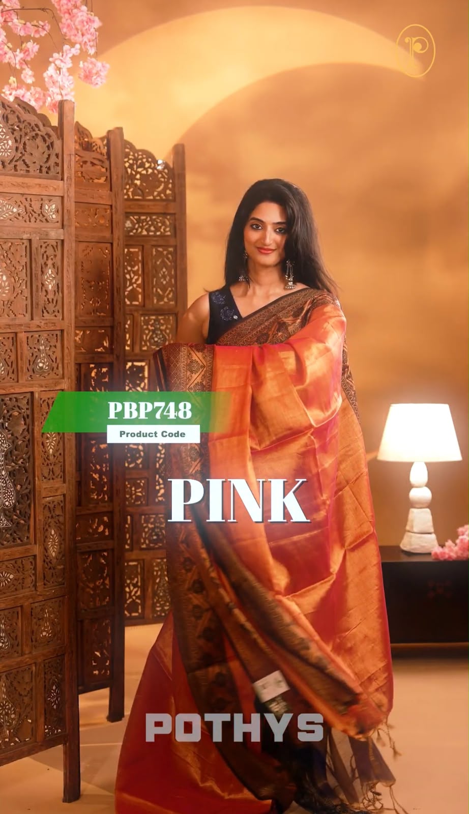 Pink Colour Semi-Tissue Saree with a plain body and intricate thread work border.