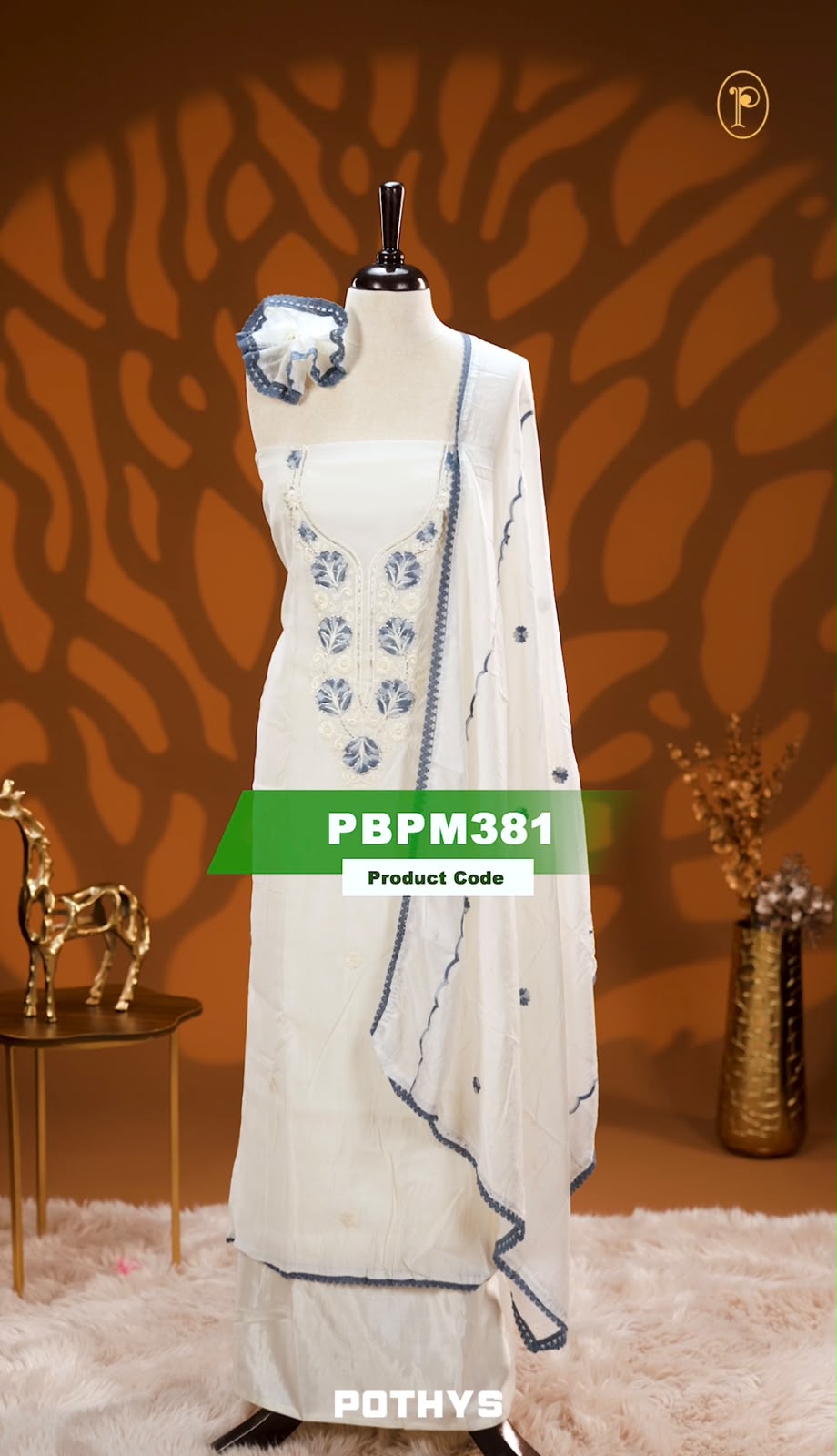 White colour Mul chanderi Salwar material featuring Beautiful embroidery work on neck portion & small Buttas on body, Same material dupatta with buttas & Lace work.