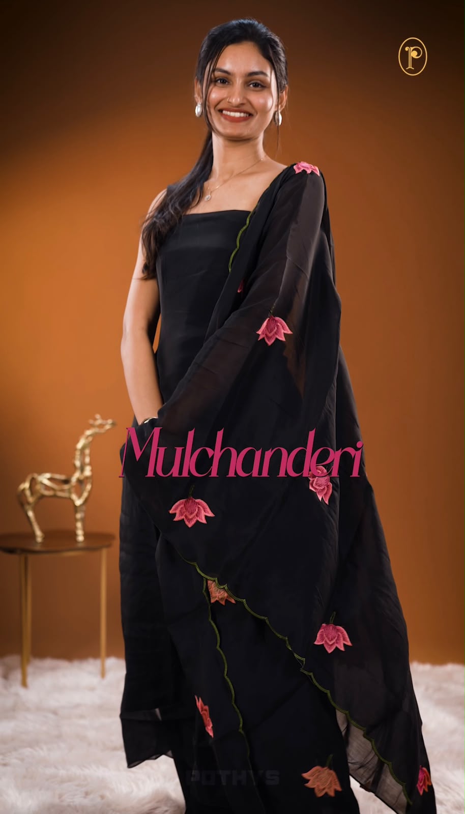 Black colour Mul chanderi Salwar material featuring Beautiful Floral Thread embroidery work on Body & small Buttas on body, Dupatta with buttas & Scallop work.
