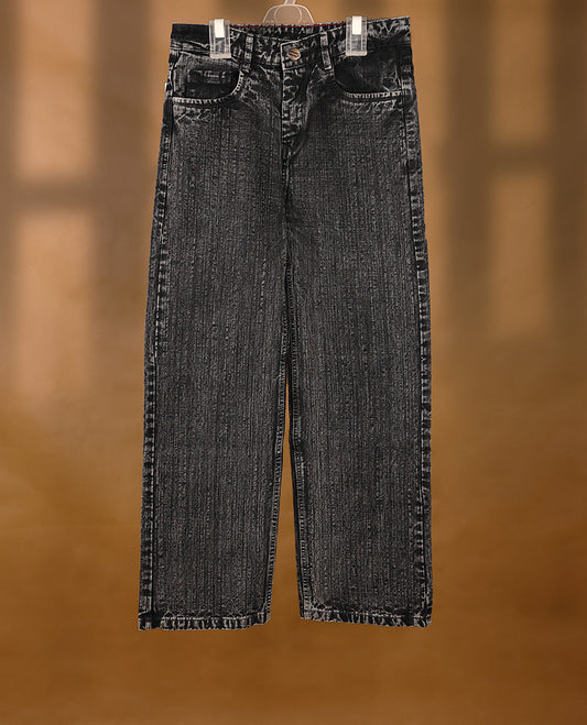 Faded Black colour High Quality MILL DENIM  baggy fit round pocket for men.