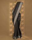Charcoal Black Colour Vasundhara Silk Saree having Thread  Buttas in Body with Border and Self Coloured Blouse