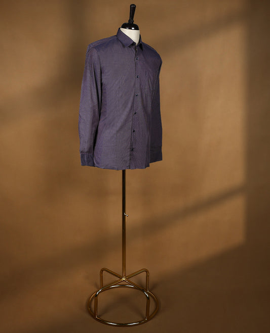 Blue and brown striped formal shirt by Peter England, crafted from breathable cotton with full sleeves, a classic collar, and button down front designed for a sharp and refined office ready look.
