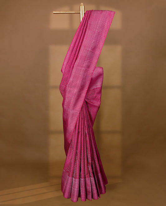 Pink Colour Kancheepuram Wedding Silk Saree having  Zari Work in Body with Brocade Border and Brocade Blouse