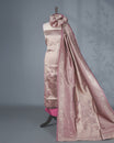 Purple Colour Tissue Salwar Material featuring elegant lotus floral motifs on the front panel, paired with a matching bottom and dupatta for a timeless, sophisticated look.