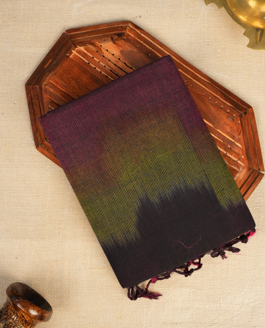 Mangalagiri Cotton saree Featuring  Pochampally Patterned Body , Without Border & Contrast  Pallu, Paired With A Matching Blouse Piece