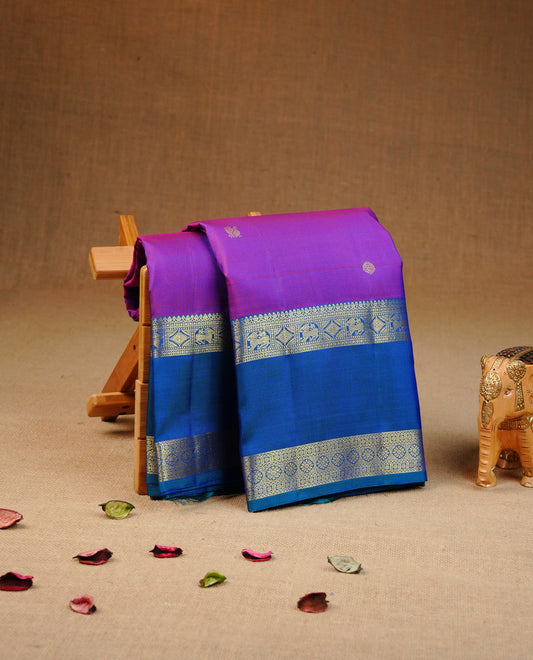 Violet & blue double shade colour traditional kancheepuram silk saree