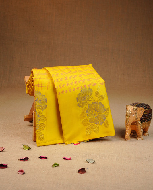 Yellow colour Traditional kancheepuram silk saree