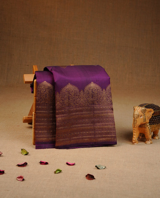 Deep purple colour Traditional kancheepuram silk saree