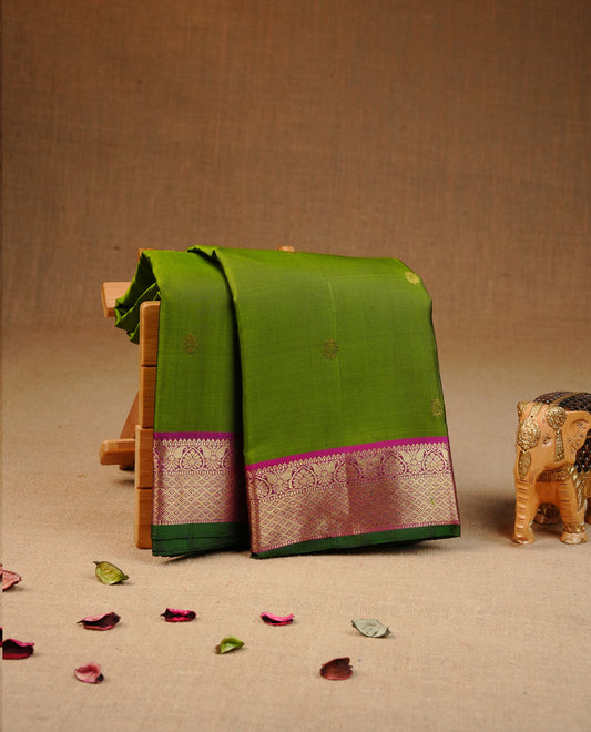 Olive Green Traditional kancheepuram silk saree
