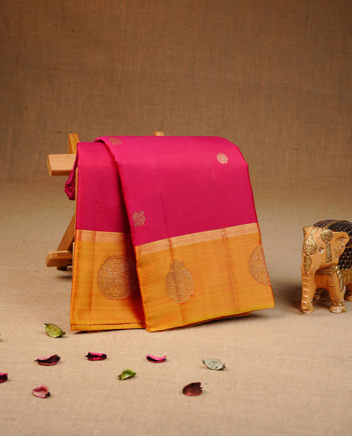 Rani pink colour traditional kancheepuram silk saree