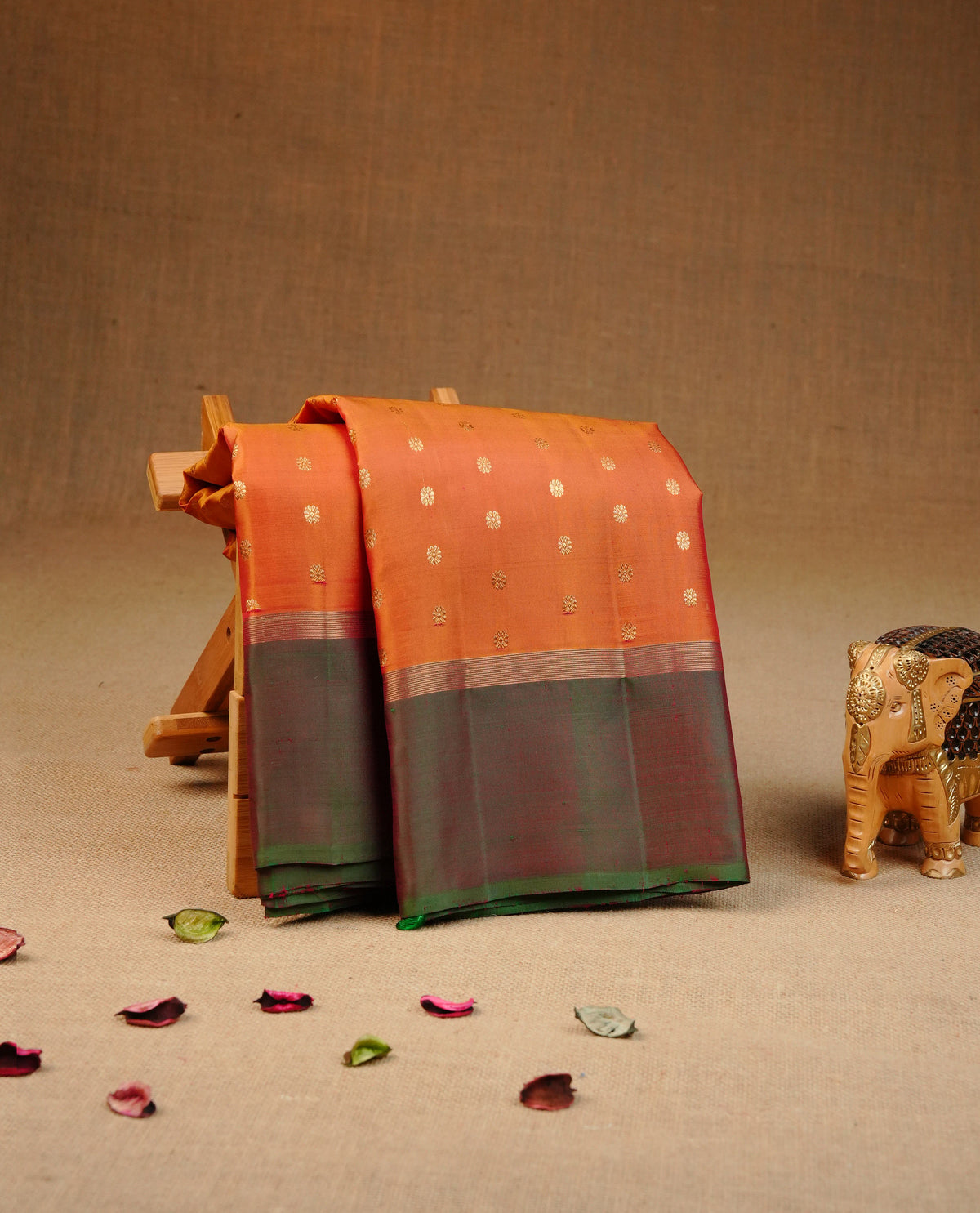 Bronze colour Traditional kancheepuram silk saree