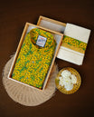 Kanikkonna Printed Full-Sleeve Shirt, Paired with a Cotton Double Dhoti Featuring Matching Prints.