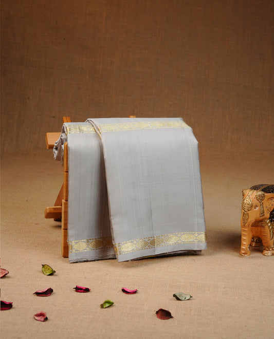 Grey colour Traditional kancheepuram silk saree