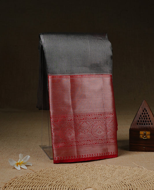 Black & silver Cream colour Net Tissue saree Elegant plain body, complemented by Red colour with Light gold zari traditional border, paired  with matching blouse piece.