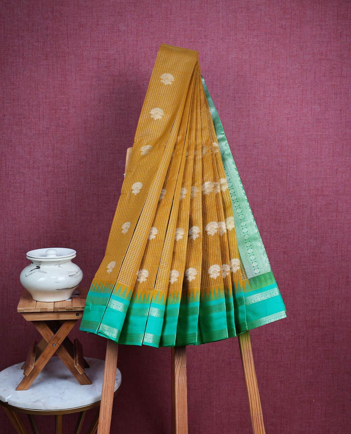 Mustard colour soft silk saree