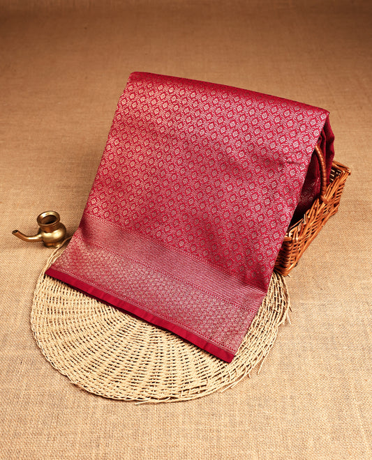Dark Red Colour Banaras Katan Silk Saree