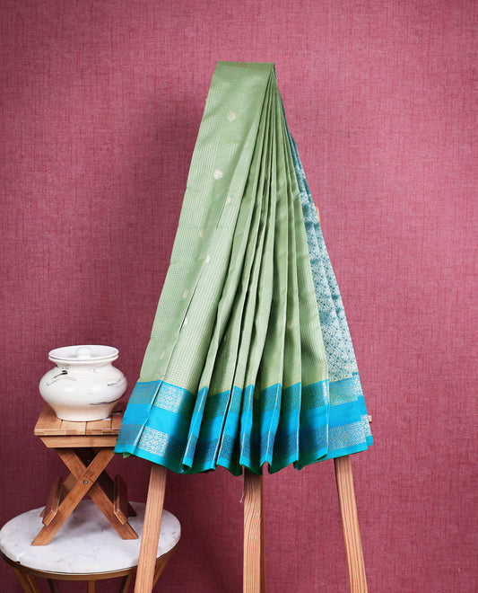 Pastel green colour soft silk saree