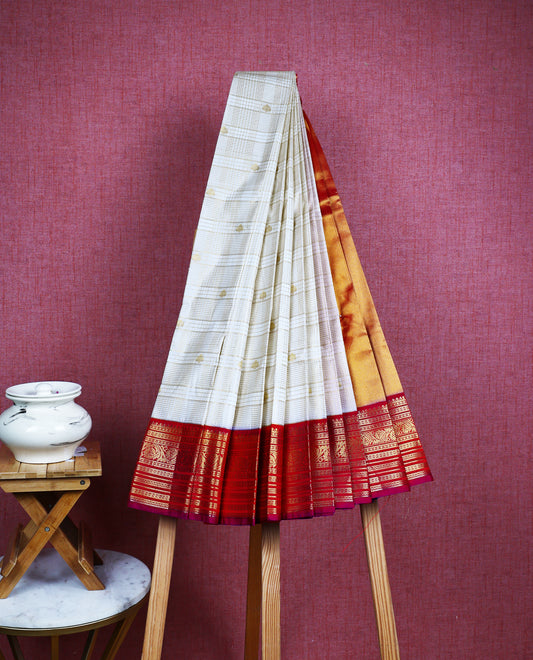 Cream colour soft silk saree