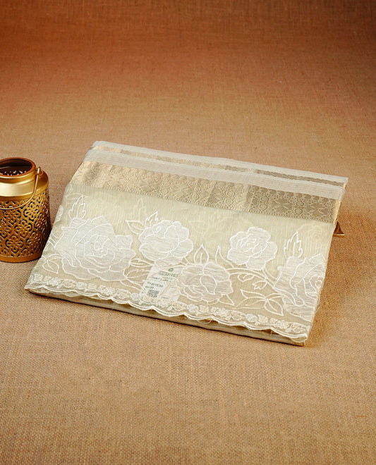 Cream colour Net Kota Designer saree.