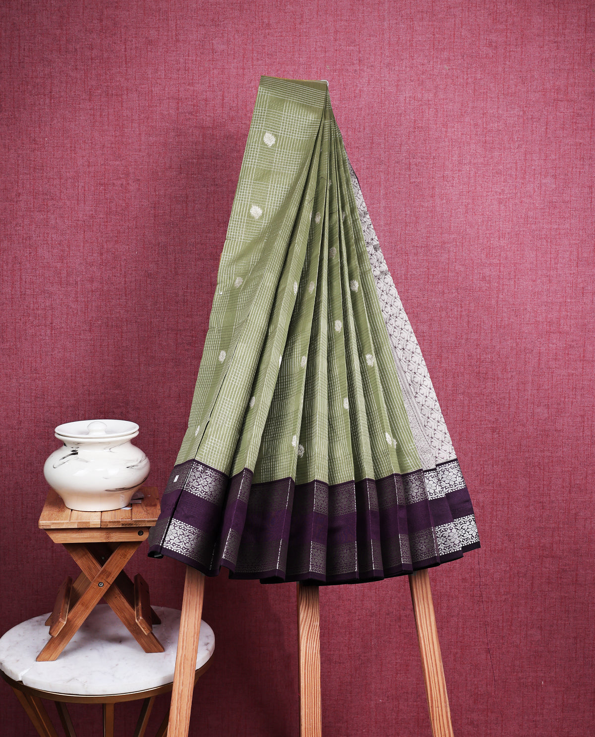Pista green colour soft silk saree